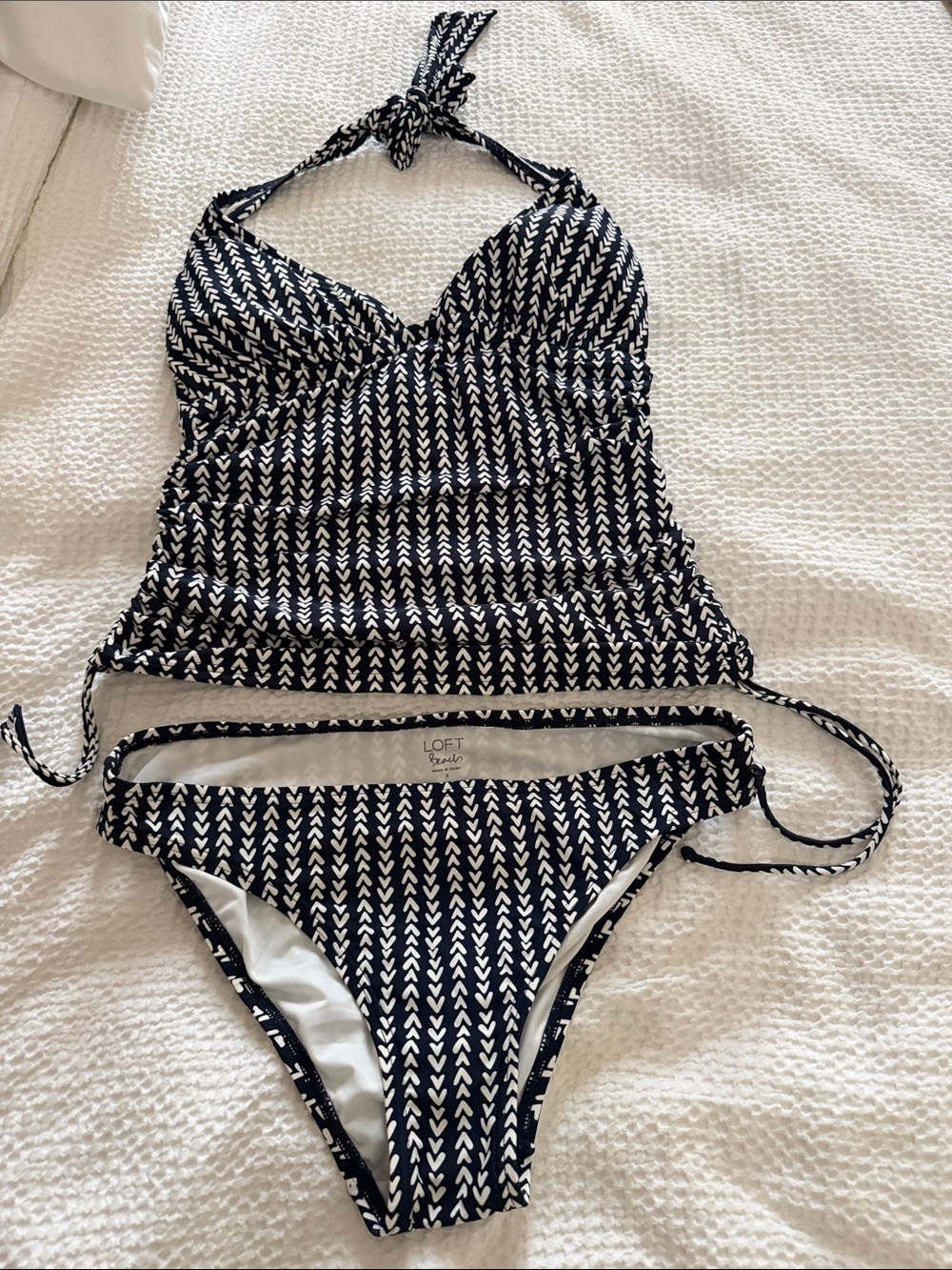 LOFT Black & White Chevron-Style Tankini Set